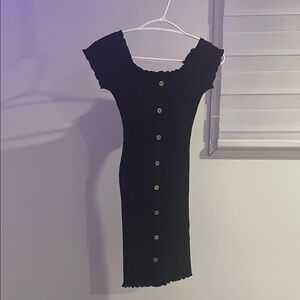 Elegant Black Button-Down Dress